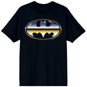 Batman Dark Knight Chrome Logo Adult Black Crew Neck Short Sleeve T-shirt - 1 of 4