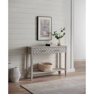 Kings Brand Furniture - Leffler Modern Console Sofa Table with Drawer and Open Storage Shelf for Entryway, Hallway and Living Room - Off-White - 1 of 4