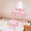 Kids Vanity Set with Mirror - Kids Vanity Table and Chair Set, Girls Makeup Dressing Table with Lights, Wood Makeup Playset, Birthday Gift for Age - 2 of 4