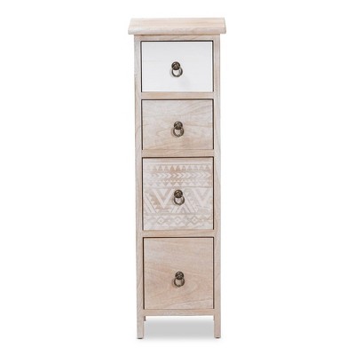 Baxton Studio Seanna Wood 4 Drawer Storage Unit Light Brown: Farmhouse Style Accent Cabinet, No Assembly Required