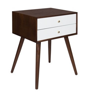 Kate and Laurel Finco Rectangle Wood Side Table, 18x15x24, Walnut Brown and White - 1 of 4