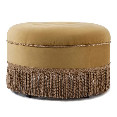 NicBex Modern 24" Round Ottoman Upholstered Footstools with Button Tufted Top for Bedroom and Living Room