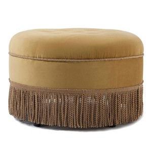 NicBex Modern 24" Round Ottoman Upholstered Footstools with Button Tufted Top for Bedroom and Living Room - 1 of 4