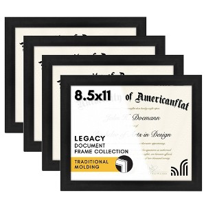 Americanflat 8.5x11 Diploma Frame, Black, 4 Pack - 1 of 4