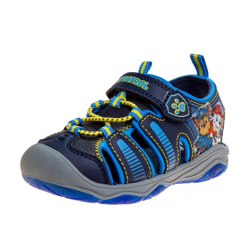 Paw Patrol Chase Marshall Light up Summer Sandals - Hook&Loop Adjustable Strap Closed Toe Sandal Water Shoe - Blue (sizes 6-12 Toddler / Little Kid), 1 of 7