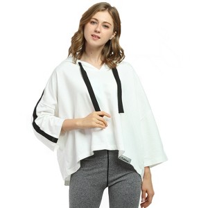 Catalonia Women’s Cropped Hoodie Sweatshirt, Casual ¾ Sleeve Loose Pullover Sweatshirt Crop Top, Womens Summer Tops, One Size Fits Most - 1 of 4
