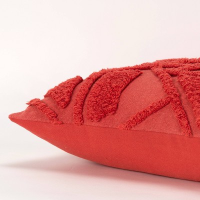 Coral Geometric Tufted Cotton-Polyester Throw Pillow Cover