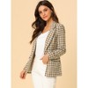 INSPIRE CHIC Women's Notched Lapel One Button Boyfriend Plaid Suit Blazer - 4 of 4