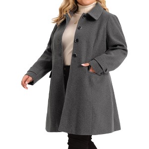 Agnes Orinda Women's Plus Size Single Breasted Long Sleeve Fleece Warm Overcoats - 1 of 4