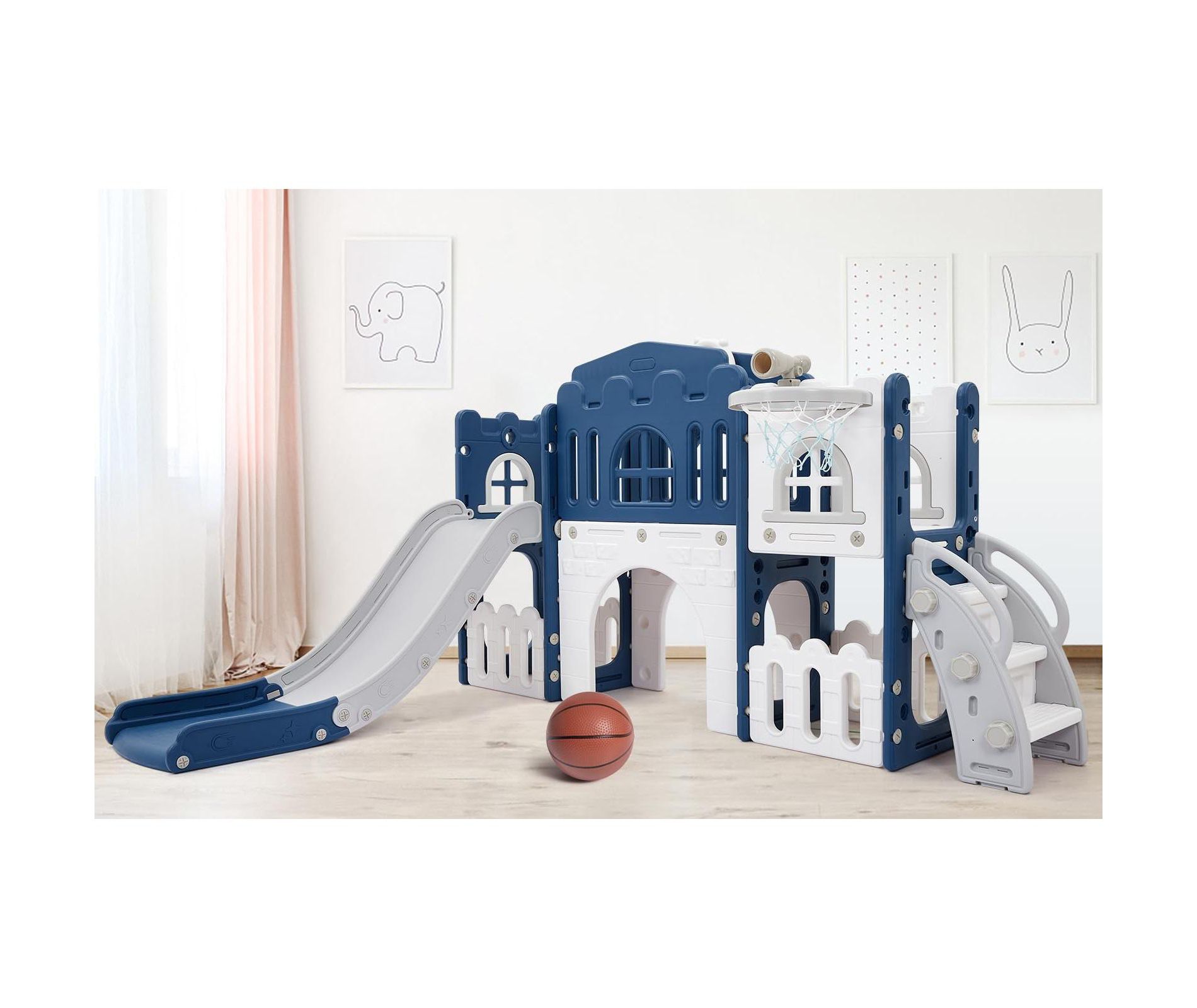 8 in 1 Toddler Slide Indoor Playground, Indoor Slide Toddler Playset for Toddlers 1-3, Kids Outdoor Playground