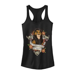 Juniors Womens Lion King Scar Surrounded By Idiots Tattoo Racerback Tank Top - 1 of 4