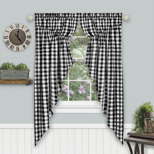 Kate Aurora Farmhouse Plaid Gingham Check Swag Valance Curtain Panel Pair - 1 of 1