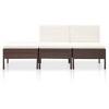 vidaXL 3 Piece Patio Lounge Set with Cushions Poly Rattan Brown - 2 of 4