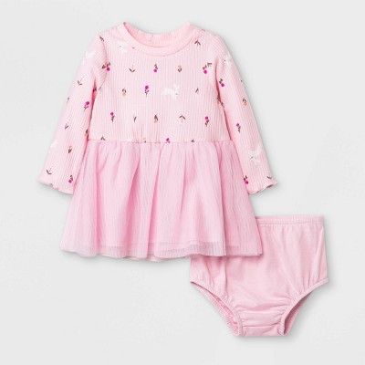 Image of Baby Girls' Bunny Tutu Rib Dress - Cat & Jack™ Light Pink 3-6M