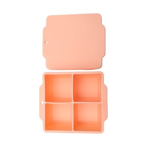 Unique Bargains 4-Cavity Square Ice Tray with Color-Matched Lid Hand Wash Only Silicone 4.72"x4.33"x2.17" 1 Pc - 1 of 3