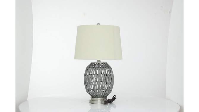 Cotton Table Lamp with Drum Shade Gray - Olivia &#38; May, 2 of 9, play video