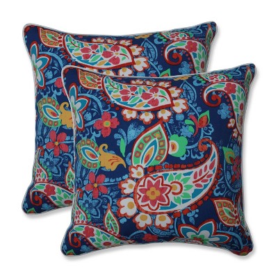 18.5" 2pk Paisley Party Throw Pillows Blue - Pillow Perfect