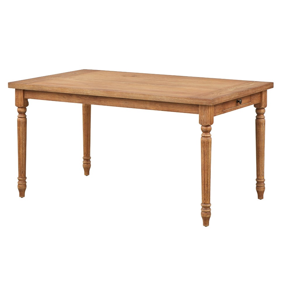 Photos - Garden & Outdoor Decoration Lifestorey Toscana Farmhouse Rectangular Dining Table with Drawers Driftwood: Rubberwood, Seats 6, Kitchen Furniture