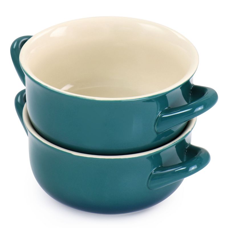 Crock Pot 2 Piece Stoneware 30oz Soup Bowl Set with Handles in Gradient Teal, 2 of 8