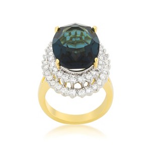 Slickblue Green Two-Tone Double Halo Ring for Women – Rhodium-Plated with Oval Cubic Zirconia, Size Options 5-10 - 1 of 4