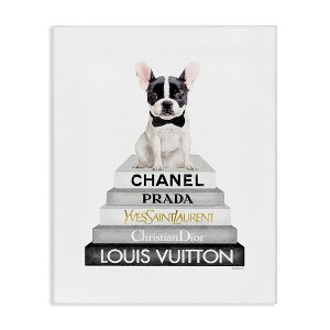 Stupell Industries French Bulldog Grey Fashion Books Canvas Art - 1 of 4
