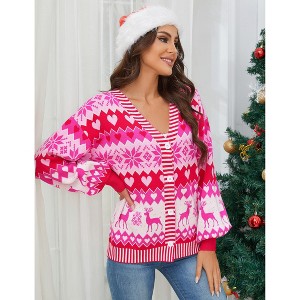 Women's Christmas Cardigan - Festive Knit Open Front Sweater with Holiday Patterns, Soft Long Sleeve Cozy Wrap for Xmas Party - 1 of 4