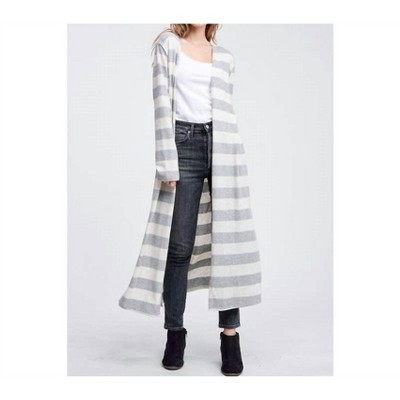 Women's Stripe Brushed Soft Knit Long Cardigan - Phil Love