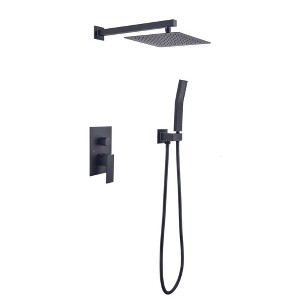 ChicFurnit Showerheads Rainfall Shower Head with Handheld Spray Combo Extention Arm High Pressure Showerheads for Bathroom, Black, 17.32"*14"*7" - 1 of 4