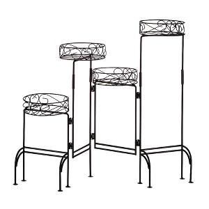 24.75" Indoor/Outdoor Metal Four-Tier Plant Stand Screen Black - Zings & Thingz: Vintage Style, Freestanding Rack - 1 of 4
