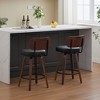 Vatros Swivel Bar Stools Set of 2, 26" Upholstered Faux Leather Counter Height Barstools with Walnut Back & Bentwood Legs - 2 of 4
