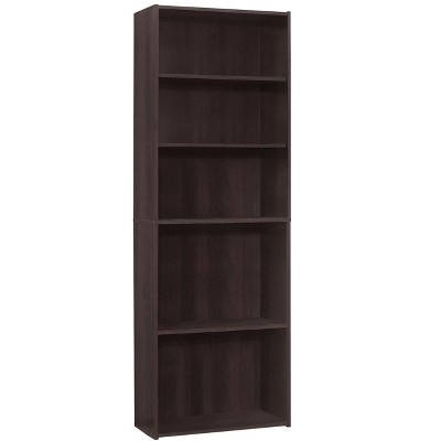 Bookshelf, Bookcase, 6 Tier, 72"h, Office, Bedroom, Brown Laminate, Transitional