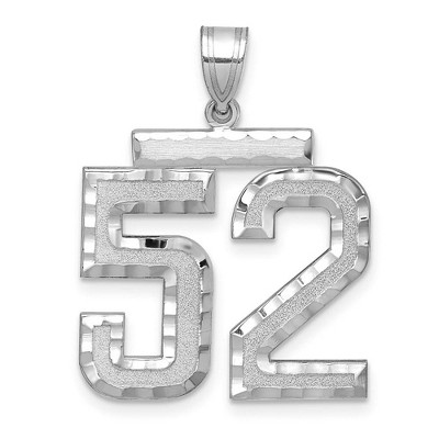 Black Bow Jewelry 14k White Gold, Varsity Collection, Large D/C Pendant, Number 52