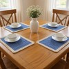 HomeRoots 19" Set of Four Blue And Natural Solid With Border Cotton Placemats - 2 of 4