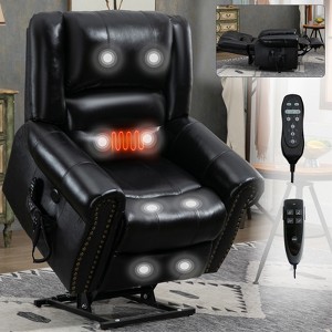 Grungis Faux Leather Lift Massage Chairs for Elderly,Cozy Recliner Chairs with Massage and Lumbar Heating for Living Room - 1 of 4