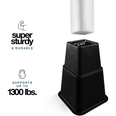 Heavy Duty Black Adjustable Bed and Furniture Risers Set