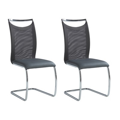 Chintaly Imports,Meshed Back Cantilever Side Chair - Set of 2