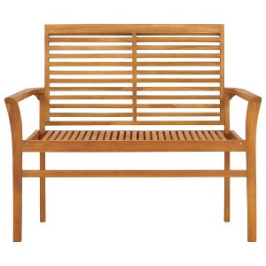 vidaXL Solid Teak Wood Patio Bench - Fine Sanded Outdoor Seating - Refined, Weather-Resistant Garden Furniture - Warm Color Finish - 44.1" - 1 of 4