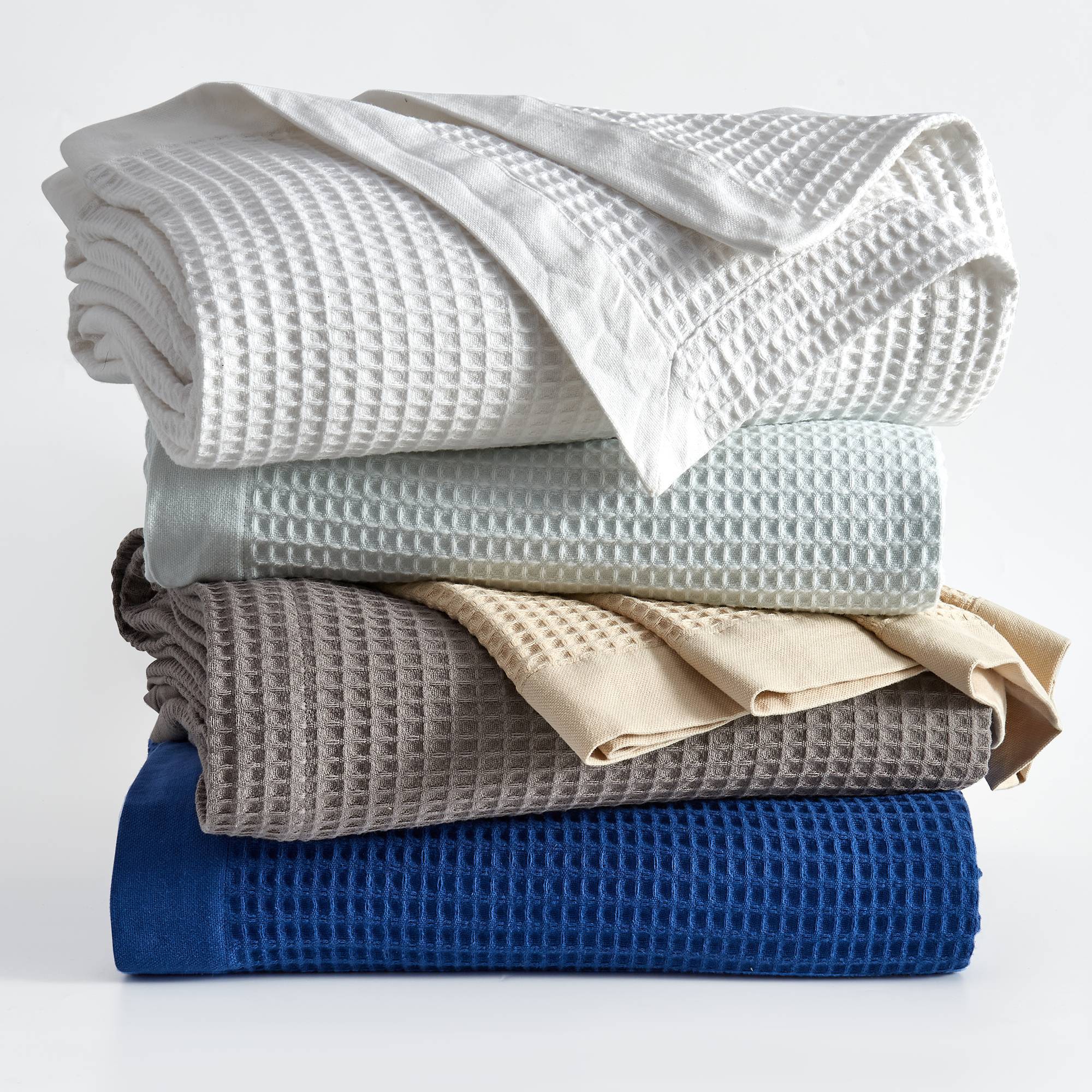 Full/Queen 100% Cotton Waffle Blanket, Light Blue