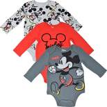 Disney Mickey Mouse  3 Pack Long Sleeve Bodysuits  Newborn to Infant