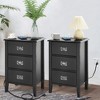 VECELO Nightstand Set of 2-with Charging Station, Black End/Side Table with USB Ports, Nightstands with 3-Drawers Storage Shelf - 2 of 4