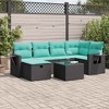 vidaXL 7 Piece Patio Sofa Set with Cushions Black Poly Rattan - 2 of 4