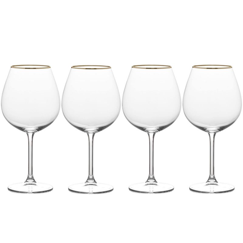 Mikasa Julie Gold Set of 4 Red Wine Glasses, 25-Ounce, Clear, 1 of 7