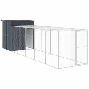 'vidaXL Chicken Cage with Extended Run - Durable Galvanized Steel Construction, Anthracite Color - Ideal for Chickens and Small Animals - 1 of 4