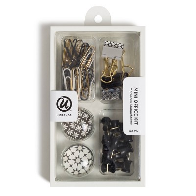 U Brands 68ct Mini Office Accessories Kit - Moroccan Monochrome