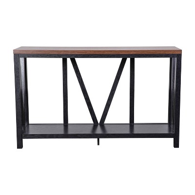 Taylor & Logan Cari Accent Table Marble Black: Two Tier, Rustic Farmhouse Style, 32" High