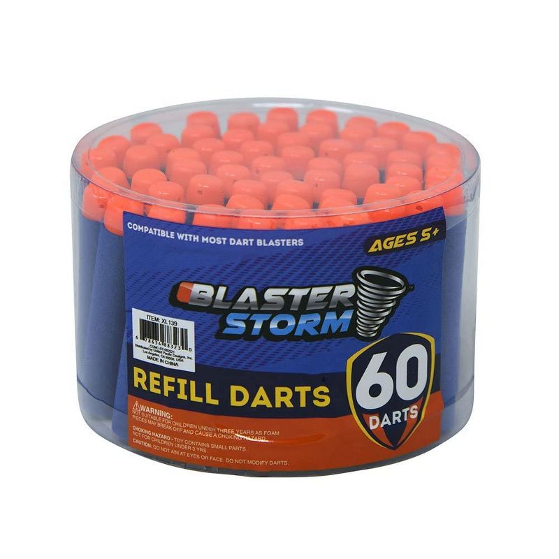 Blaster Storm 60 Foam Darts - Blue with Orange Tips 2.75", 1 of 3