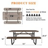 COWLOWN Brown Large 72" Expanded Metal Rectangular Picnic Table, Ample Seating, Easy Assembly, Perfect for Patio, Park - 2 of 4