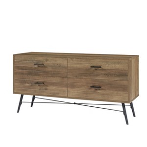 VYNXARIA Spacious 4 Drawer Chest in Rustic Walnut: Ideal for Bedroom, Living Room & Hallway - 1 of 4