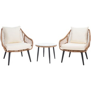 Warlen 3 Piece Lounger Set - Indoor/Outdoor - PAT9016 - Natural/Beige - Safavieh - 1 of 4
