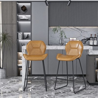 Set of 2, Leather Bar Chair with High-Density Sponge, PU Chair Counter Height Pub Kitchen Stools for Dining room,homes,bars, kitchens